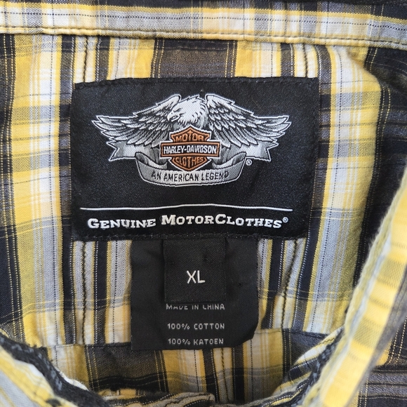 Harley-Davidson Yellow and Black Casual Button Down Shirt Size XL - Picture 7 of 7